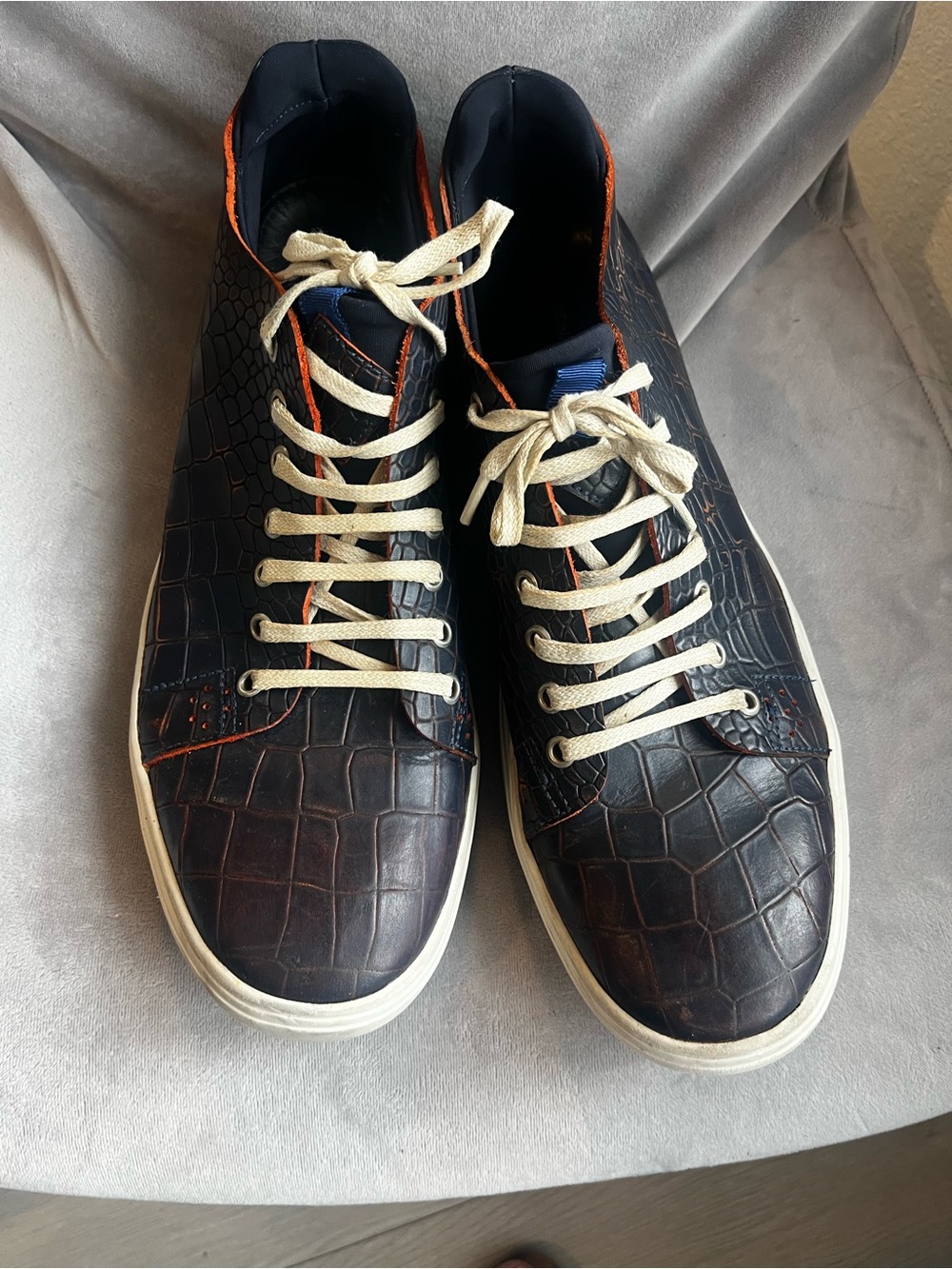 Donald J.‎ Pliner Navy Croc-Embossed  Sneakers with comfortable retail $195